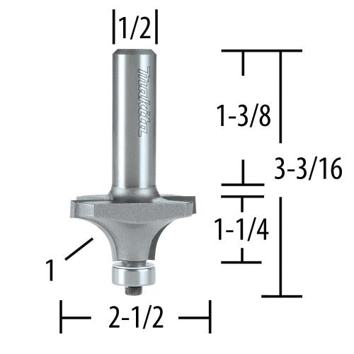 Makita 733329-A Corner Round, 1" Radius, 1/2"