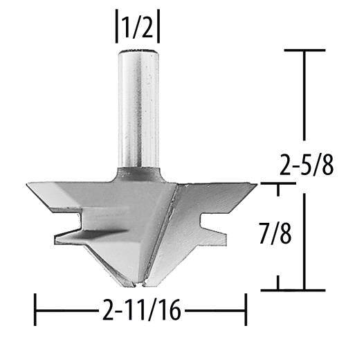 Makita 733335-A Router Bit 45 Lock Miter, 2 Flute, 1/2" SH, C.T.