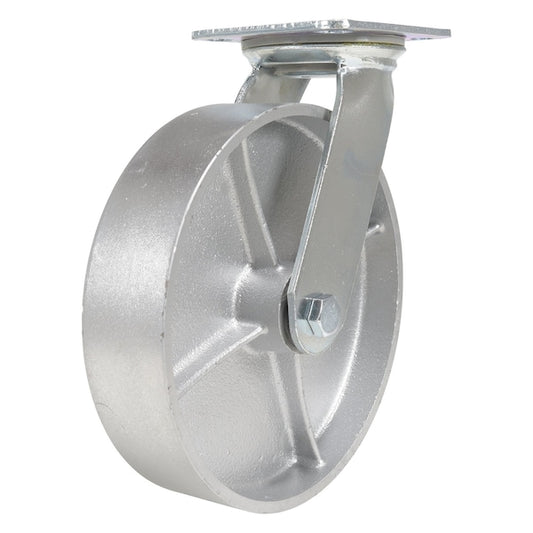 Vestil CST-VE-8X2CI-S Cast Iron/Steel Swivel Caster 8 In. Diameter x 2 In. Width 1760 Lb. Capacity Silver
