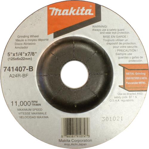 Makita 741407-B-25 5" x 1/4" x 7/8" Grinding Wheel, 24 Grit, General Purpose Metal, 25/pk