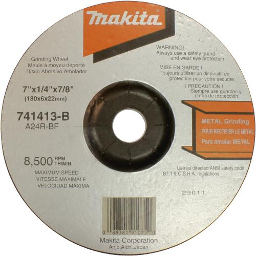 Makita 741413-B-10 7" x 7/8" x 1/4" Grinding Wheel, 24 Grit, General Purpose Metal, 10/pk