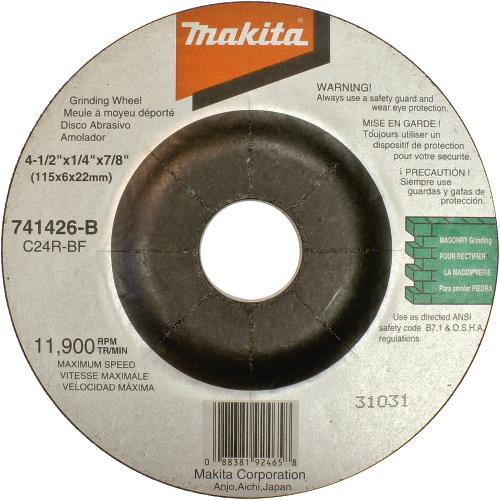 Makita 741426-B-25 4‘1/2" x 5/8" x 1/4" Grinding Wheel, 24 Grit, 25/pk