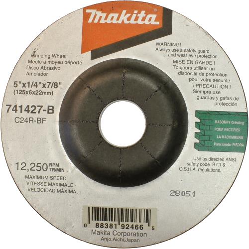 Makita 741427-B-25 5" x 7/8" x 1/4" Grinding Wheel, 24 Grit, 25/pk