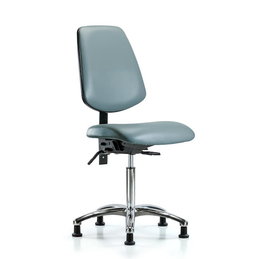 Blue Ridge Ergonomics VMBCH-MB-CR-T1-A0-NF-RG-8822 Rutledge Vinyl Chair Chrome - Medium Bench Height with Medium Back, Seat Tilt, & Stationary Glides in Storm Supernova™ Vinyl