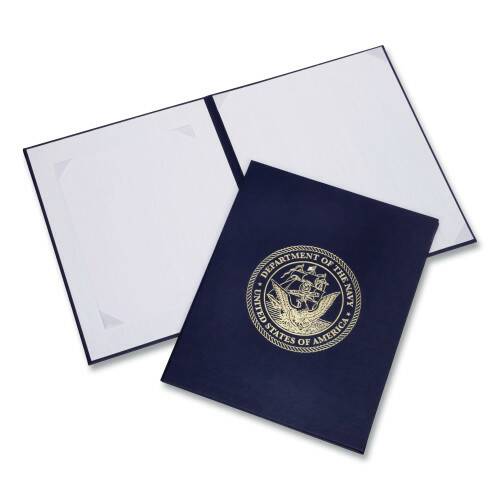 AbilityOne 7510017011808 Skilcraft Awards Certificate Binder, Navy Seal, 14.5 X 11.5, Navy Blue/Gold