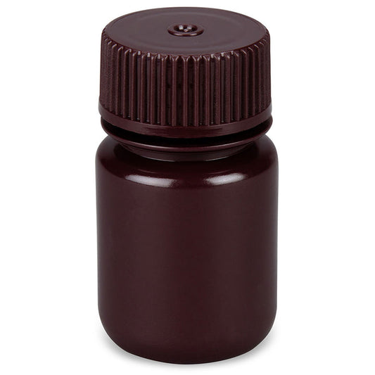 Globe Scientific 7511000AMBKS Bottle Amber Wide Mouth Round HDPE 1000mL Bulk Packed Bottles and Caps Packed Separately