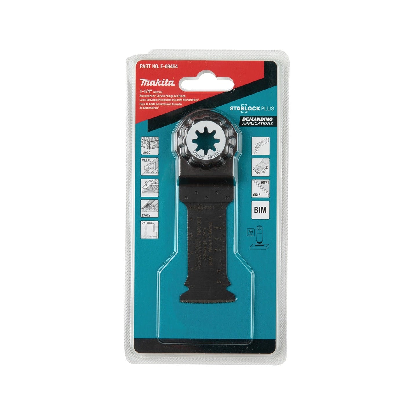 Makita E-08464 StarlockPlus® Oscillating Multi‘Tool 1‘1/4" Bi‘Metal Curved Plunge Cut Blade