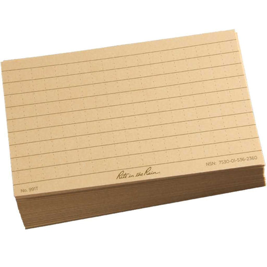 AbilityOne 7530015362360 Rite In The Rain Universal Index Cards 3 In X 5In Tan - Ruled - 3" X 5" - 100 / Pack - Tan Paper