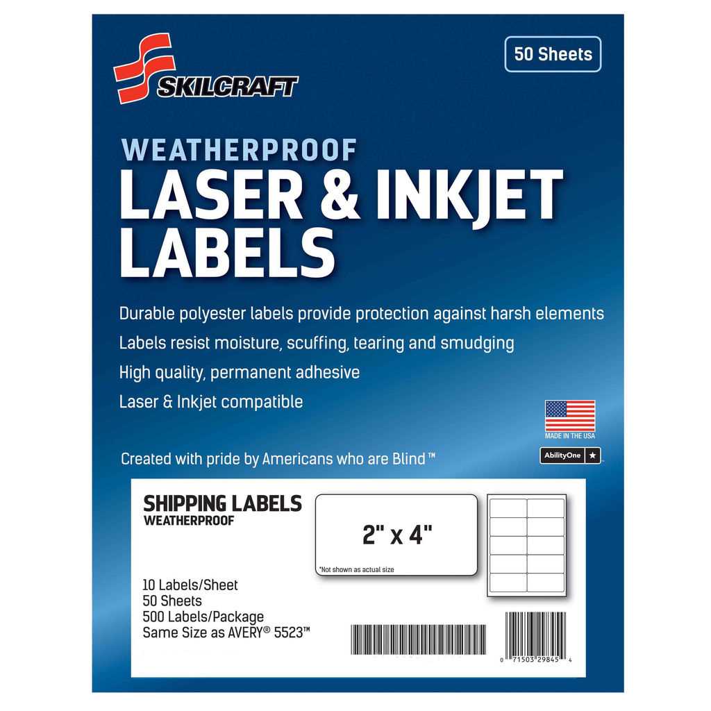 AbilityOne 7530016736220 Weatherproof Mailing Labels 2 Inch X 4 Inch