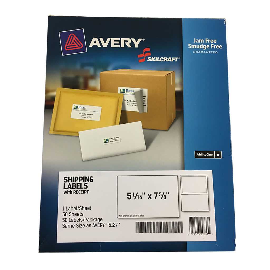 AbilityOne 7530016736511 Shipping Label W/ Receipt 5 1/16 Inch X 7 5/8 Inch