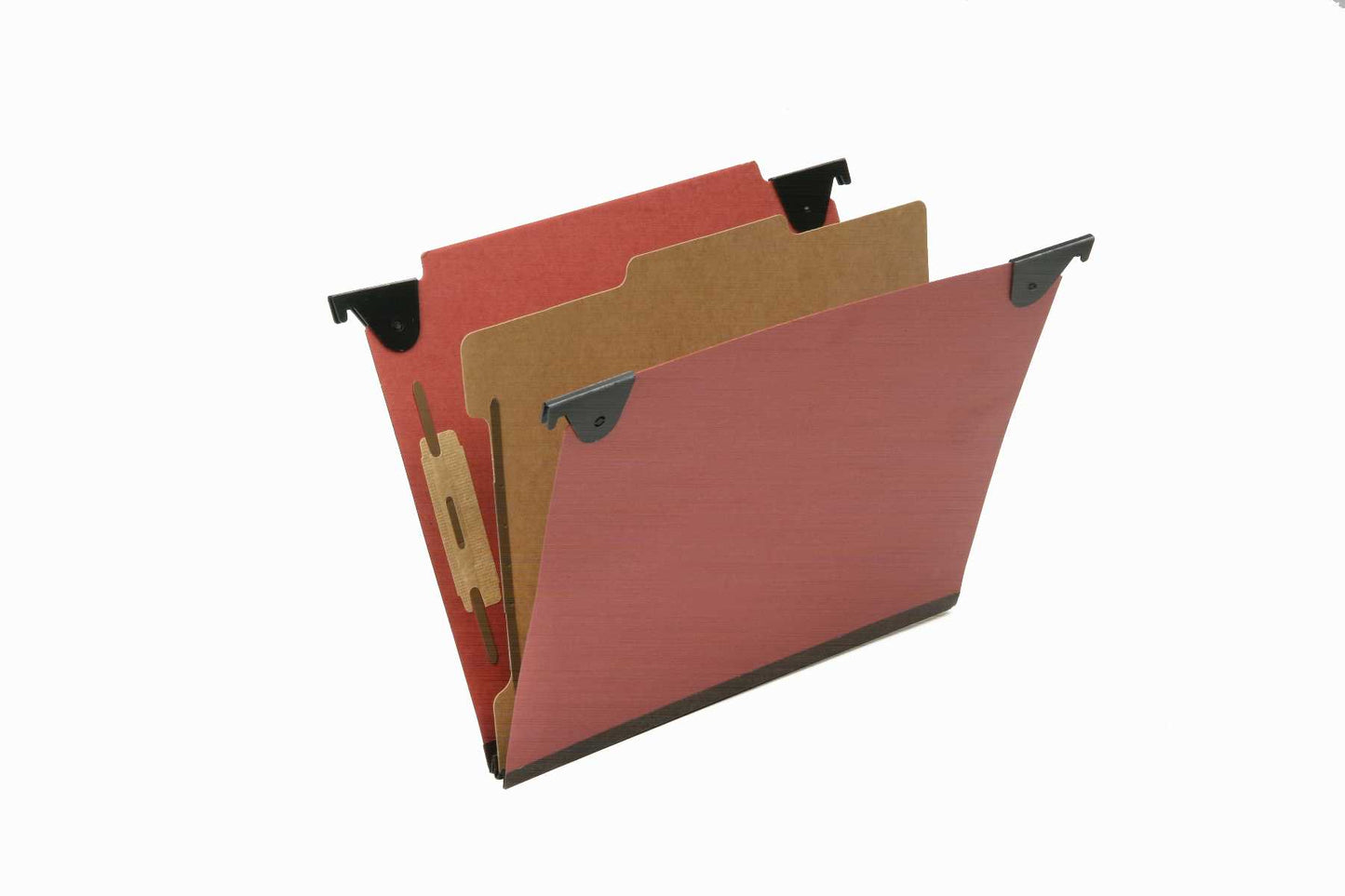 AbilityOne 7530016815829 Hanging Classification File Folders - 1 Divider - 4 Sections - Straight Top Tab - Letter - Red