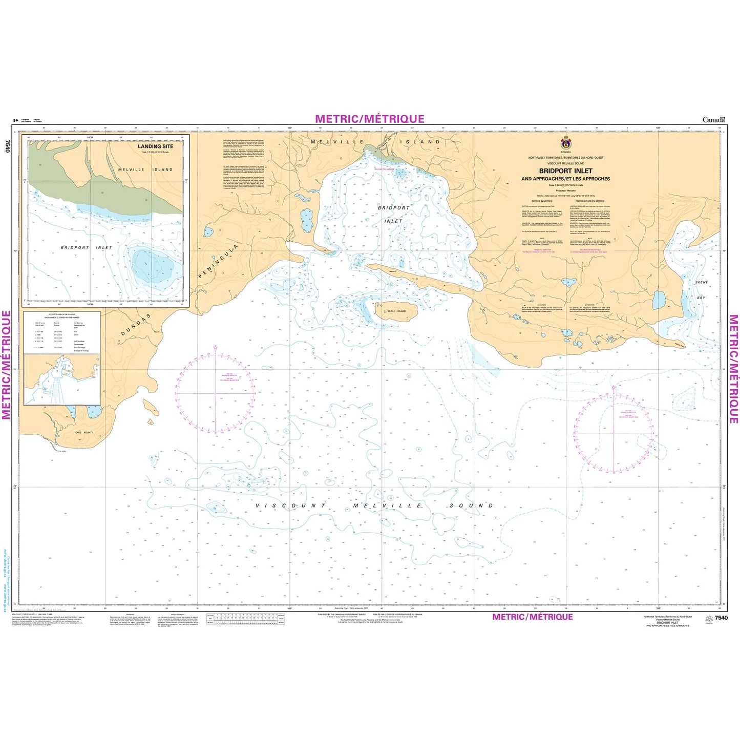 Paradise Clay CAN7540 CHS Chart Bridport Inlet and Approaches/et Les Approches