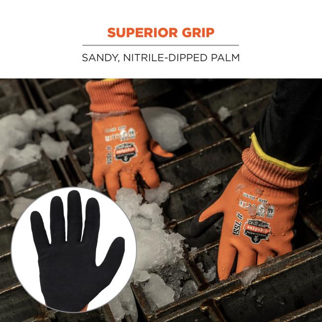 Ergodyne 17995 ProFlex 7551 Coated Cut-Resistant Winter Work Gloves - ANSI A5, EN 388: 4X43E, Waterproof