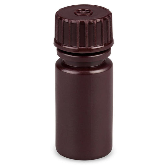 Globe Scientific 7560008AMBKS Bottle Narrow Mouth Boston Round Amber HDPE with Amber PP Closure 8mL Bulk Packed with Bottles and Caps Bagged Separately 2000/Case