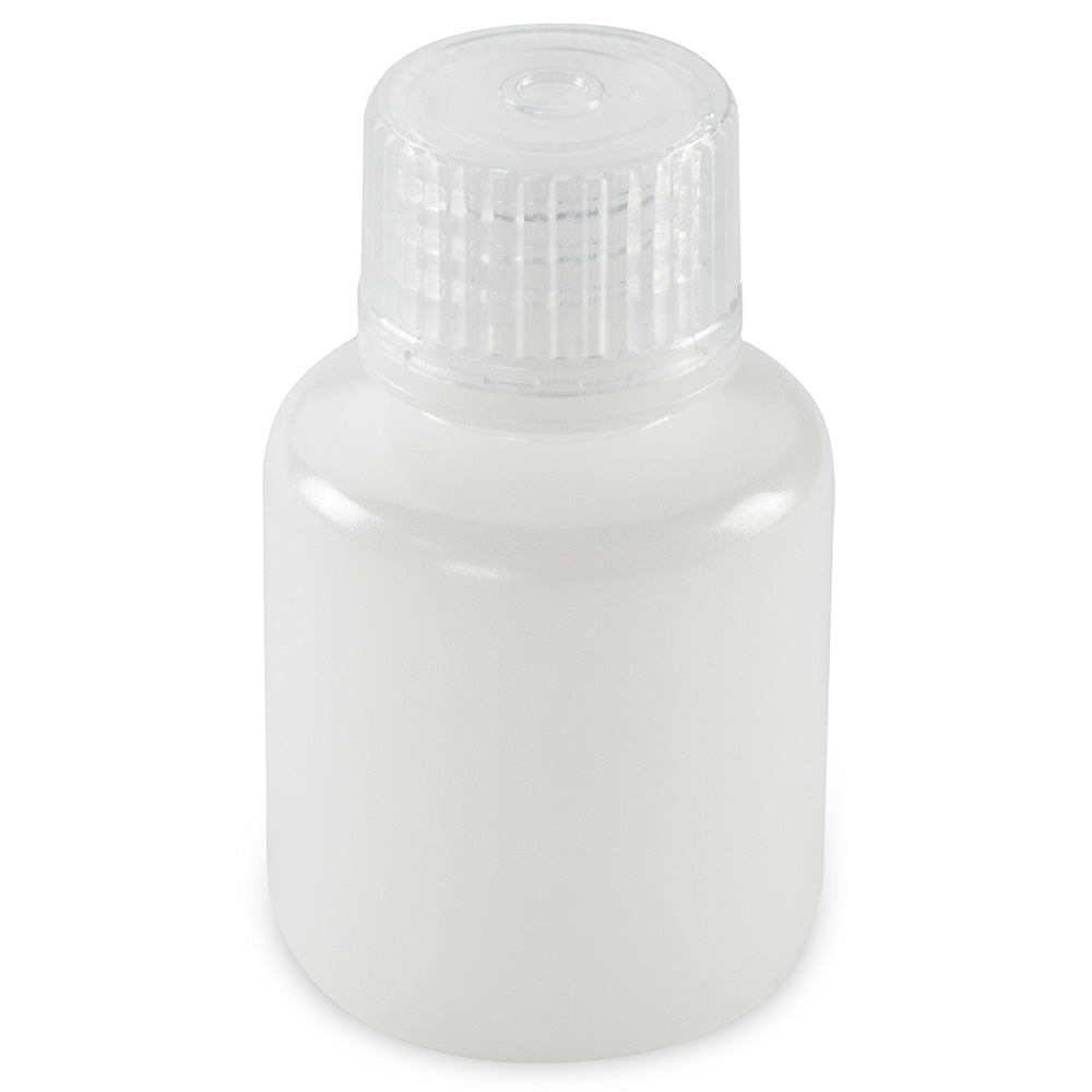 Globe Scientific 7560030BKS Bottle Narrow Mouth Boston Round HDPE with PP Closure 30mL Bulk Packed with Bottles and Caps Bagged Separately 1000/Case