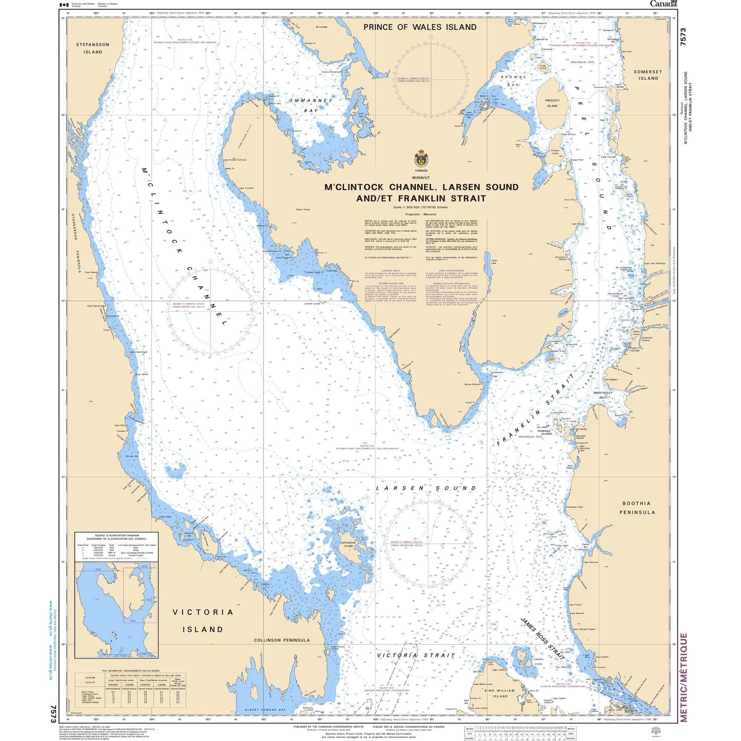 Paradise Clay CAN7573 CHS Chart M'Clintock Channel, Larsen Sound and/et Franklin Strait