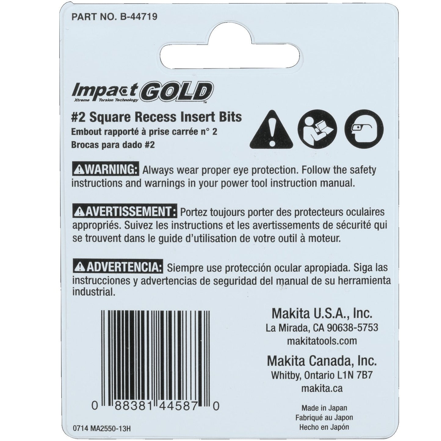 Makita B-44719 Impact GOLD® #2 Square Insert Bit, 2/pk