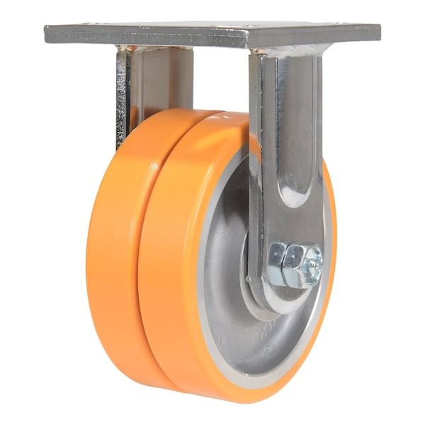 Vestil CST-FXE-5X2DSI-R Sirius Polyurethane Dual Rigid Caster 5 In. Diameter x 2 In. Width 1200 lb Orange/Gray