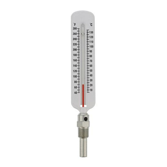 Jones Stephens J40500 1/2" Hot Water Thermometer with Steel Well, Straight Pattern