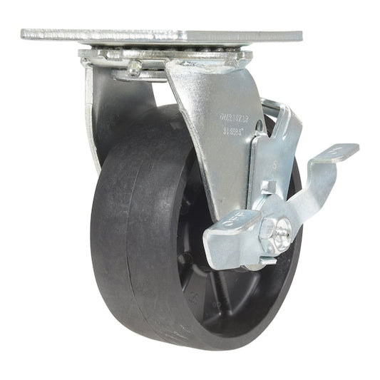 Vestil CST-VE-5X2GFN-SWB Glass Filled Nylon Swivel With Brake Caster 5 In. Diameter x 2 In. Width 1000 lb Black