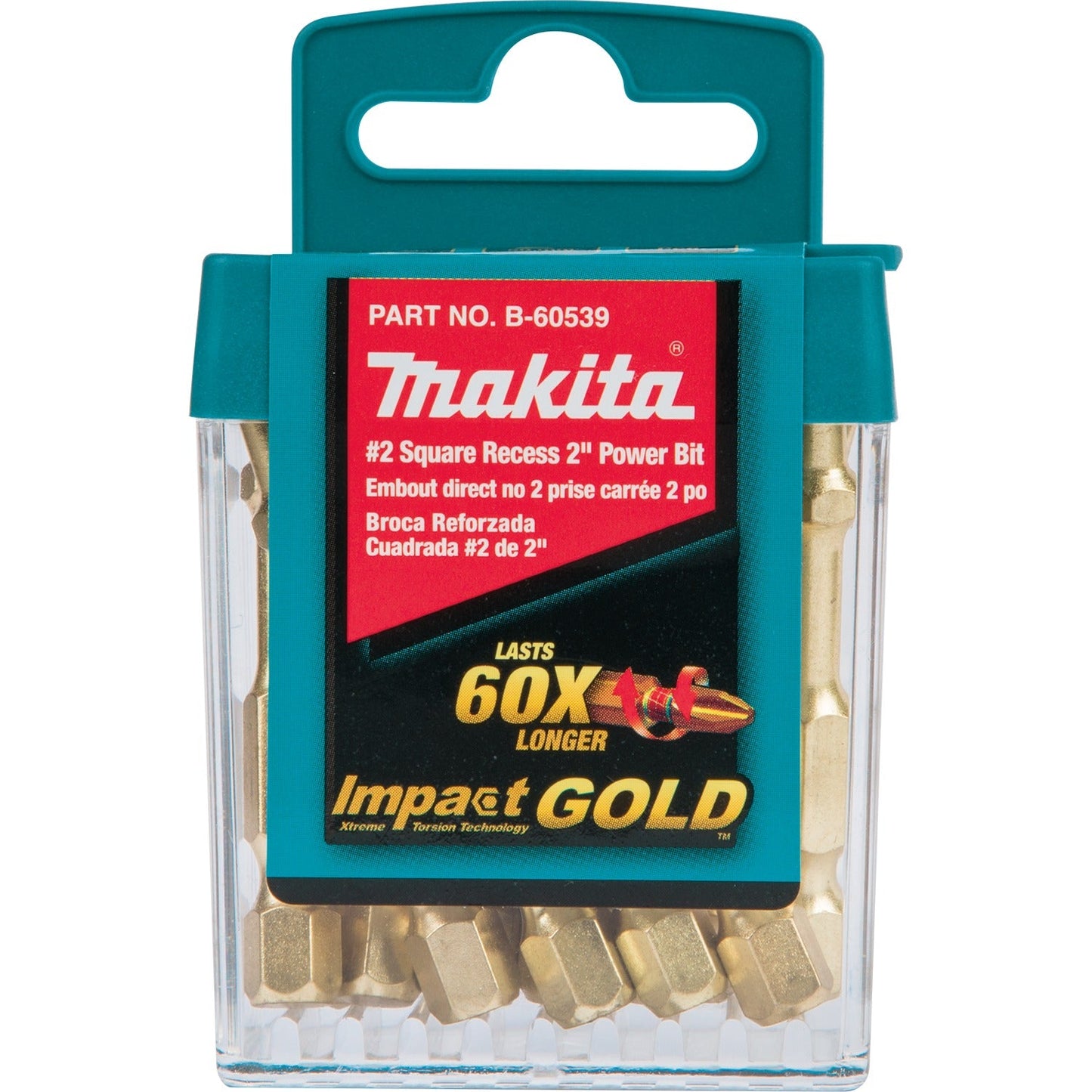 Makita B-60539 Impact GOLD® #2 Square Recess 2³ Power Bit, 15/pk