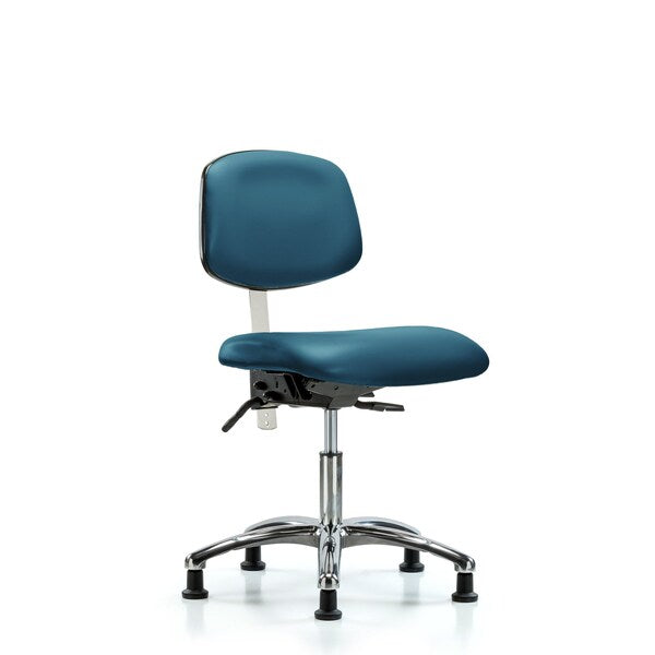 Blue Ridge Ergonomics NCR-VDHCH-CR-T0-A0-RG-8801 Class 100 Vinyl Clean Room Chair - Desk Height with Stationary Glides in Marine Blue Supernova™ Vinyl