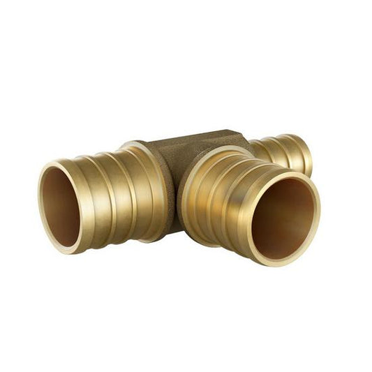 Jones Stephens C76019LF 3/4" x 1/2" x 3/4" F1807 Brass PEX Reducing Tee, Bag of 25