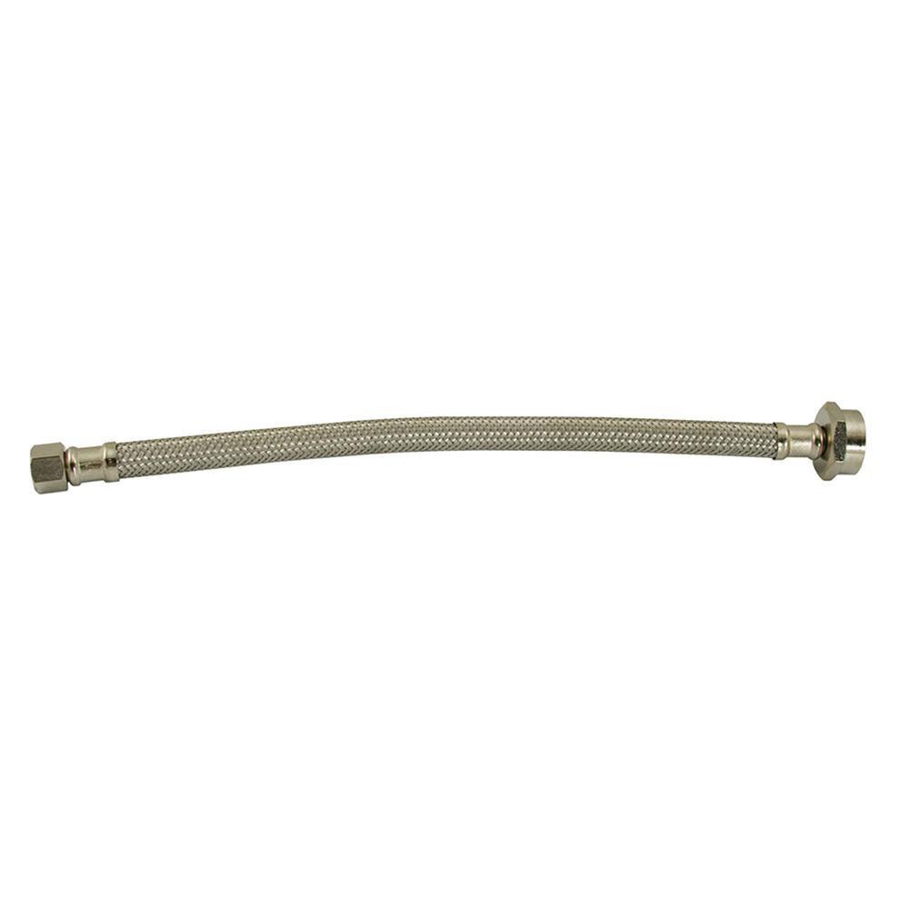 Jones Stephens S04288 3/8" Compression x 7/8" BC x 20” Braided Stainless Steel Toilet Connector with Brass Nut