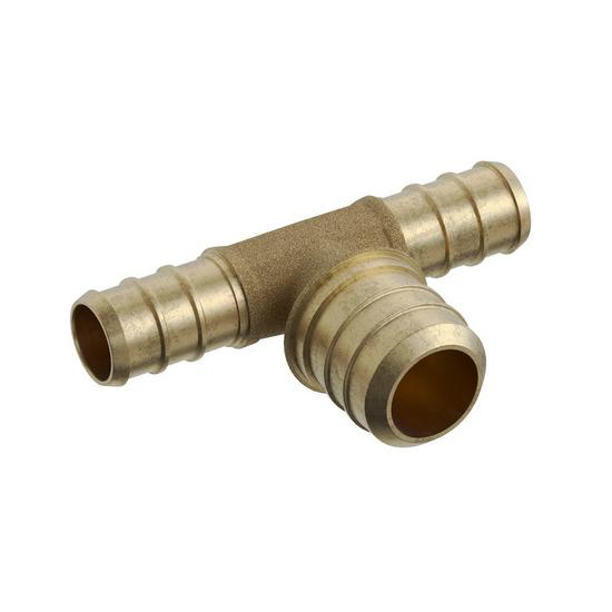 Jones Stephens C76017LF 1/2" x 1/2" x 3/4" F1807 Brass PEX Reducing Tee, Bag of 50