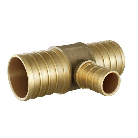 Jones Stephens C76022LF 1" x 1" x 1/2" F1807 Brass PEX Reducing Tee, Bag of 25