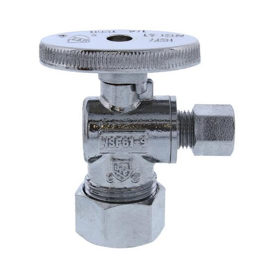 Jones Stephens S10317 5/8" OD Comp x 1/4" OD Comp Quarter-Turn Angle Supply Stop Valve, Chrome Plated