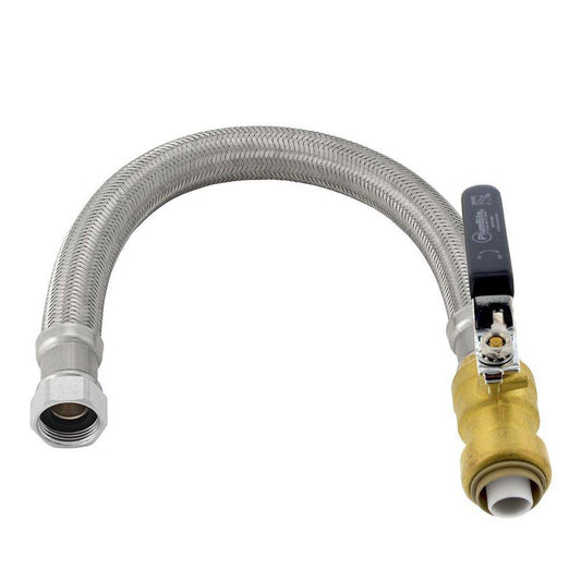 Jones Stephens C76616LF 1/2" x 3/4" FIP x 18" PlumBite® Push On Water Heater Connector with Ball Valve