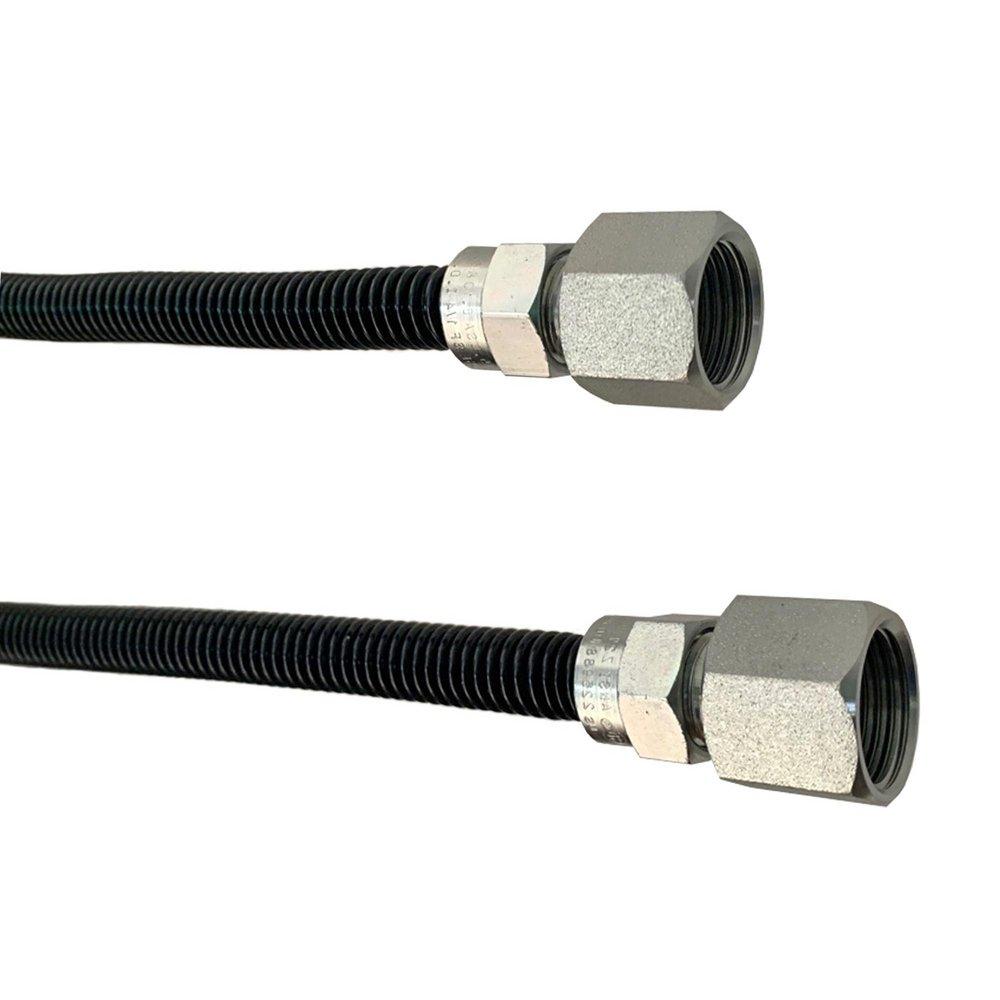 Jones Stephens G73115 3/8" OD (1/4" ID) X 24" Long, 1/2" Female Pipe Thread X 1/2" Female Pipe Thread, Black Coated Corrugated Stainless Steel Gas Connector