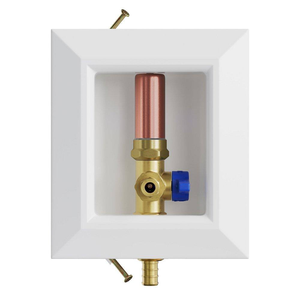 Jones Stephens B05931LF Icemaker Box, Quarter Turn Valve with Water Hammer Arrestor, 1/2" PEX F1807 Connection, Lead Free