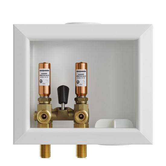 Jones Stephens B05756 Washing Machine Box, Right Outlet with Single Lever Valve and Water Hammer Arrestor, 1/2" MIP/SWT Connection