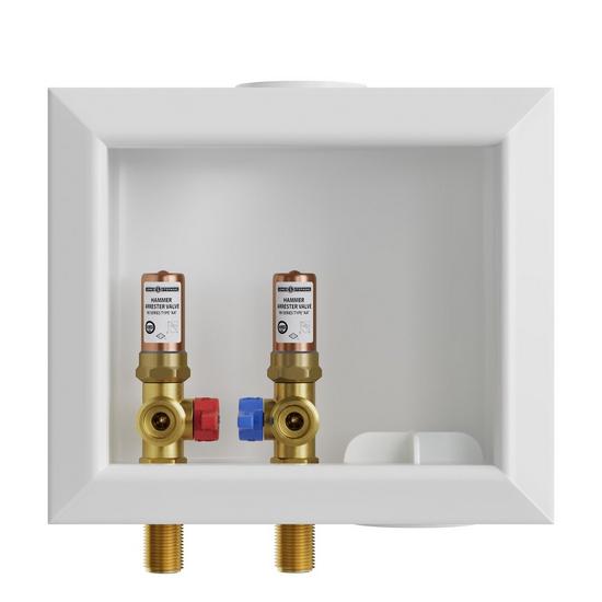 Jones Stephens B05746 Washing Machine Box, Right Outlet with Water Hammer Arrestor, 1/2" MIP/SWT Connection