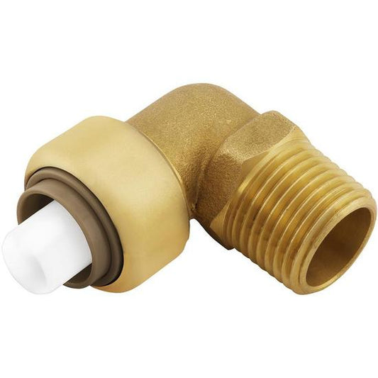 Jones Stephens C77432LF 1/2" MPT PlumBite® Push On 90° Elbow Adapter, Bag of 1