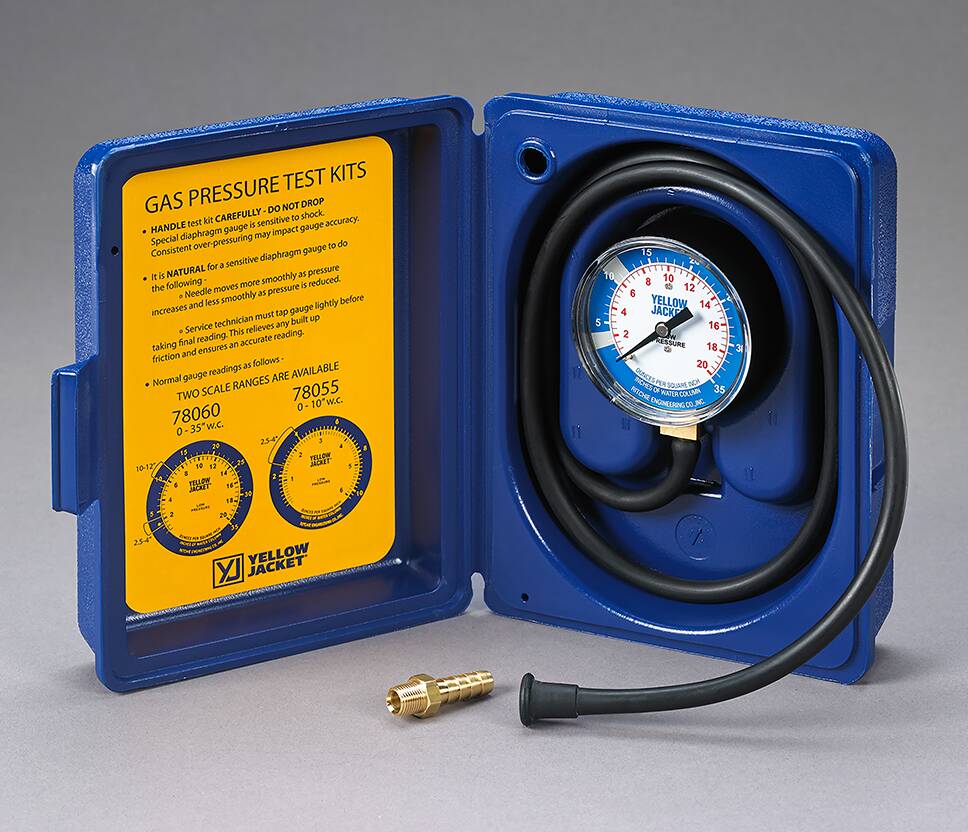 Yellow Jacket 78055 Complete Gas Pressure Test Kit 0-10" W.C.