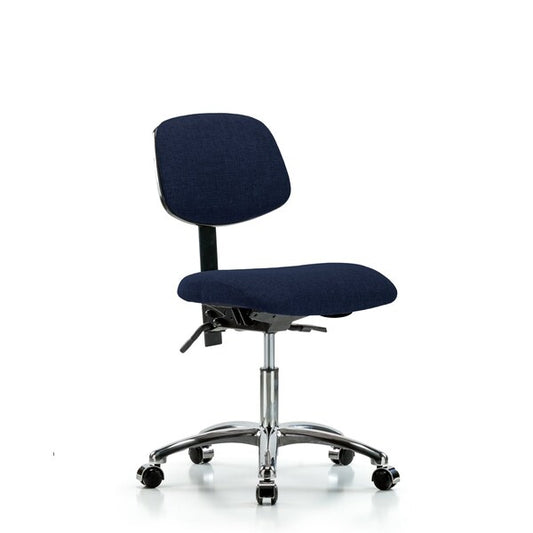 Blue Ridge Ergonomics FDHCH-CR-T0-A0-CC-F45 Rutledge Fabric Chair Chrome - Desk Height with Casters in Navy Fabric