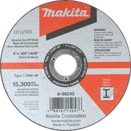 Makita A-98245 4" x 3/32" x 5/8" Cut‘off Wheel, Metal