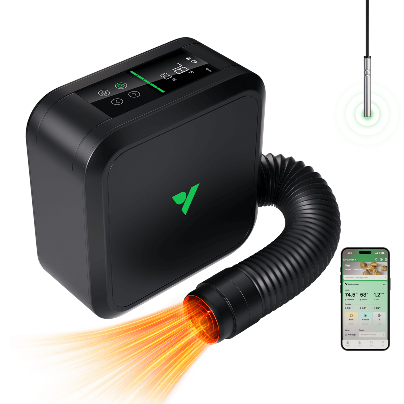 Vivosun AeroFlux Smart Grow Tent Heater with VPD Control, 700W PTC Heating, Plant Heater with 5 Power Levels, App Control, Overheat & Tip-Over Protection