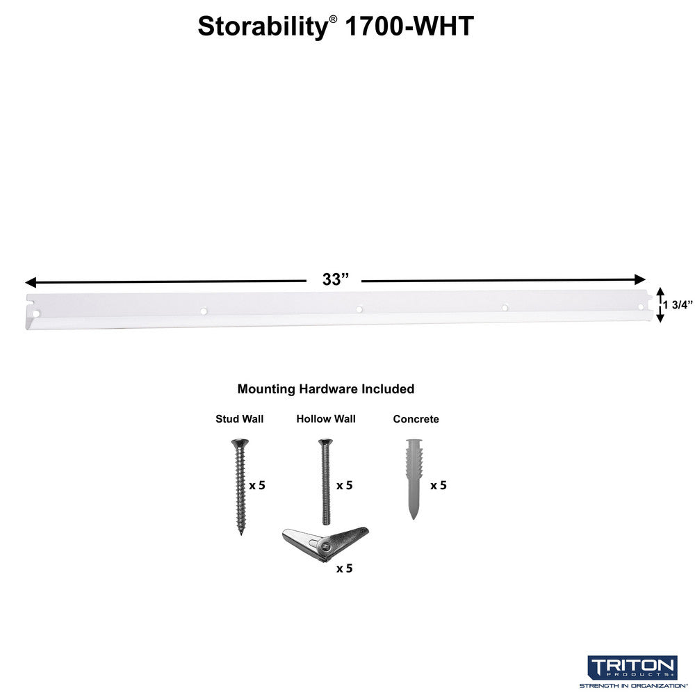 Triton Products 1700-WHT 33" L x 1-3/4" H Top Track Wall Frame - White