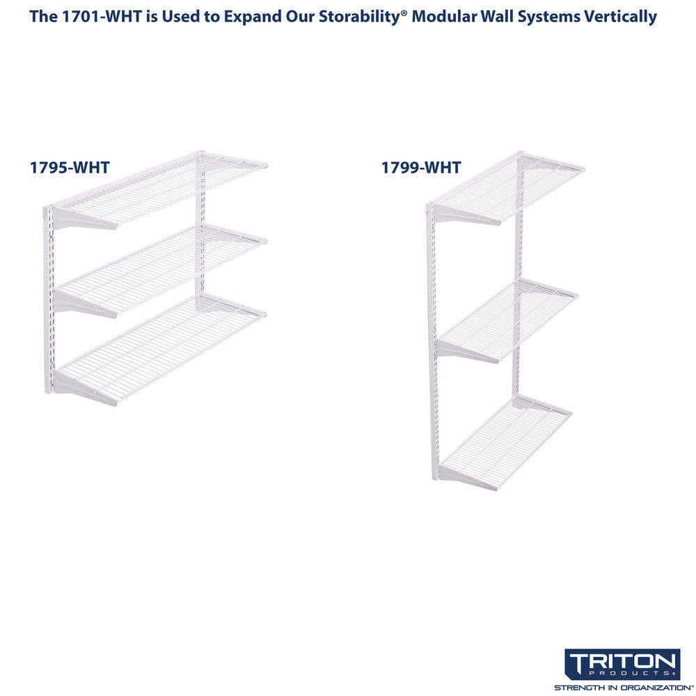 Triton Products 1701-WHT 63" Vertical Hang Rail & Hardware - White
