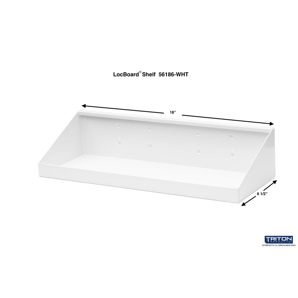 Triton Products 56186-WHT 18" W x 6-1/2" D White LocHook Shelf