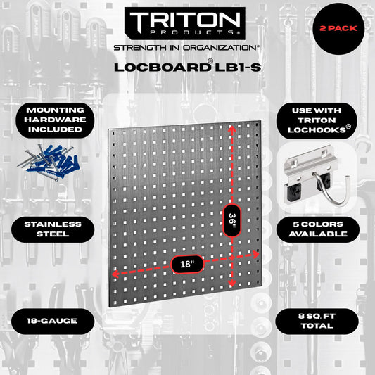 Triton Products LB1-S (2) 24" x 24" x 9/16" Stainless Steel LocBoard Pegboards
