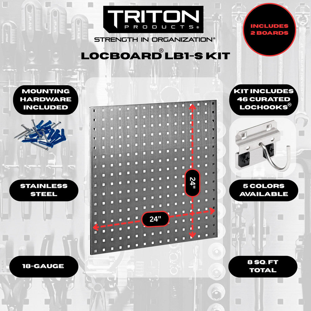 Triton Products LB1-S Kit (2) 24" x 24" SS LocBoards/46 Hooks