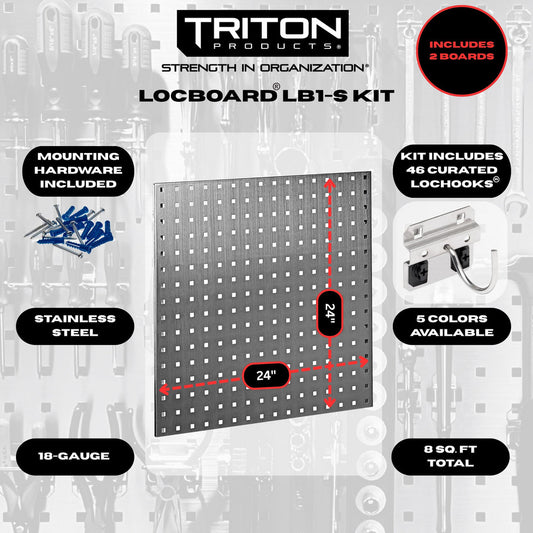 Triton Products LB1-S Kit (2) 24" x 24" SS LocBoards/46 Hooks