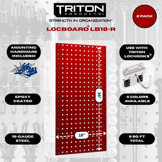Triton Products LB18-R (2) 18" x 36" x 9/16" Red LocBoard Pegboards