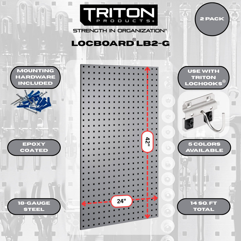 Triton Products LB2-G (2) 24" x 42-1/2" x 9/16" Gray LocBoards