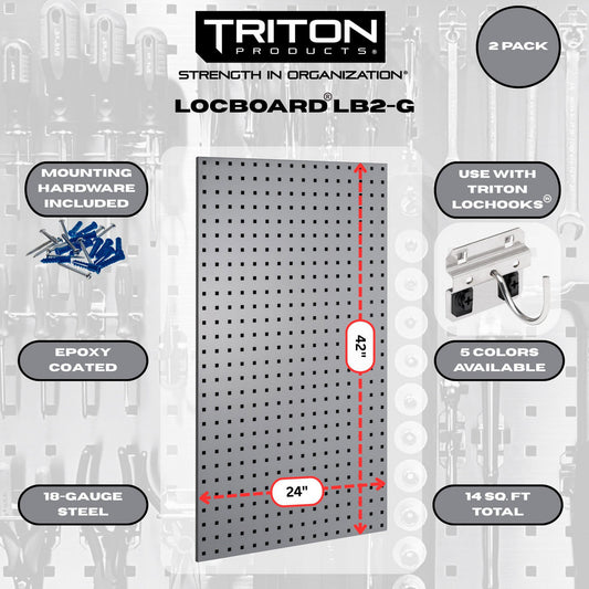 Triton Products LB2-G (2) 24" x 42-1/2" x 9/16" Gray LocBoards